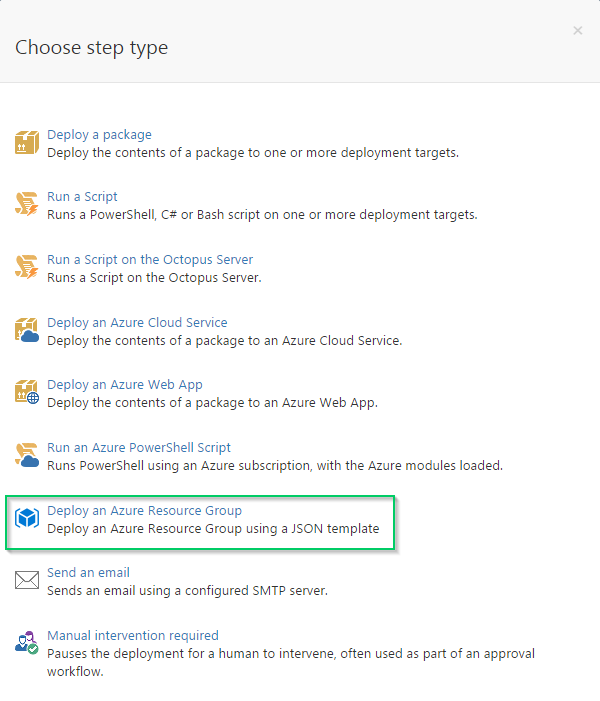 Azure Resource Group Step Type