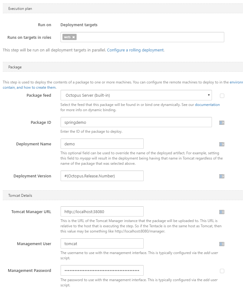 Octopus Deploy Tomcat Step