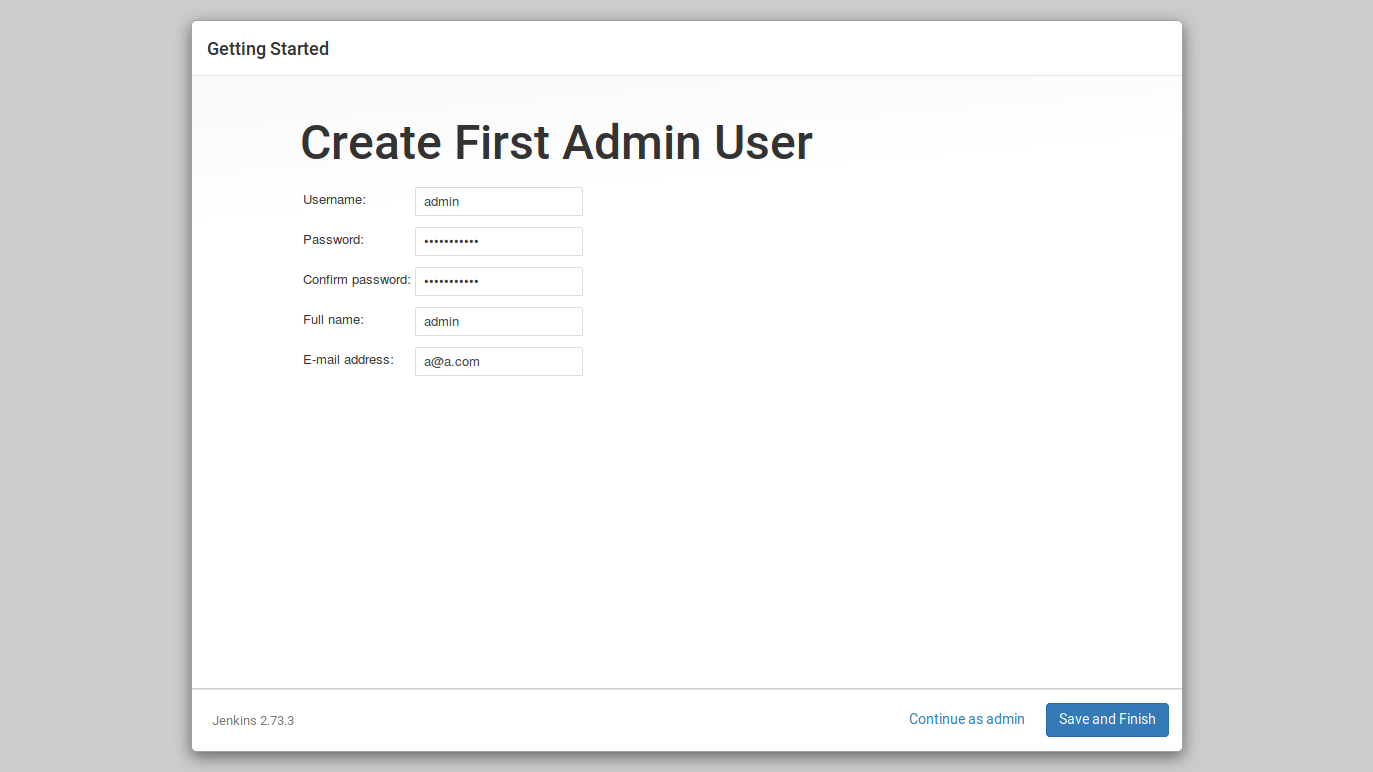 Create admin user