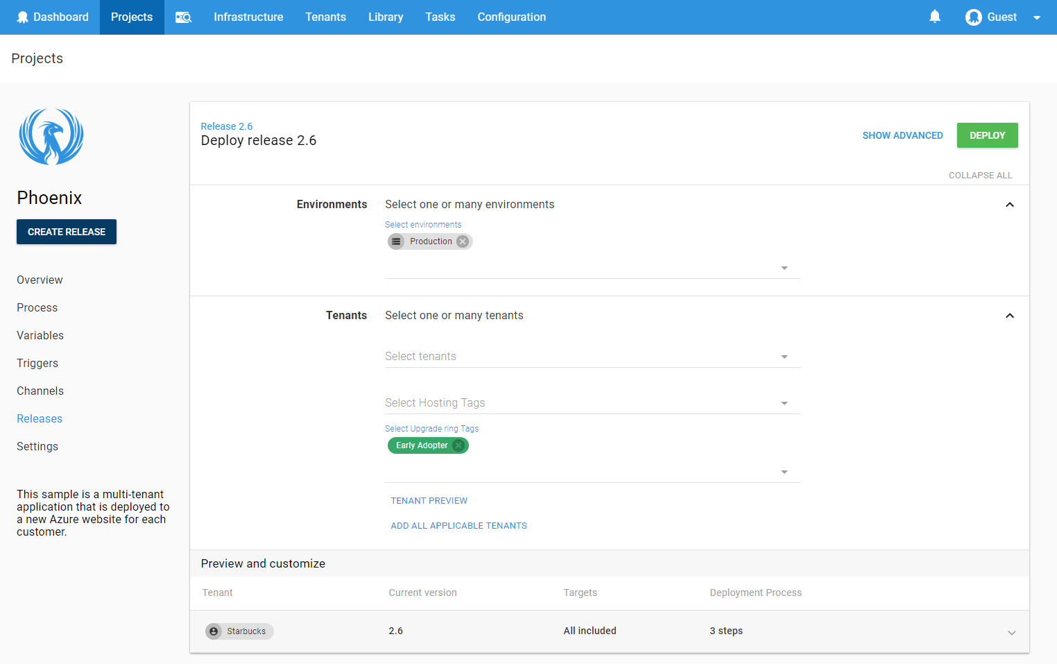 Octopus redesigned deployment page