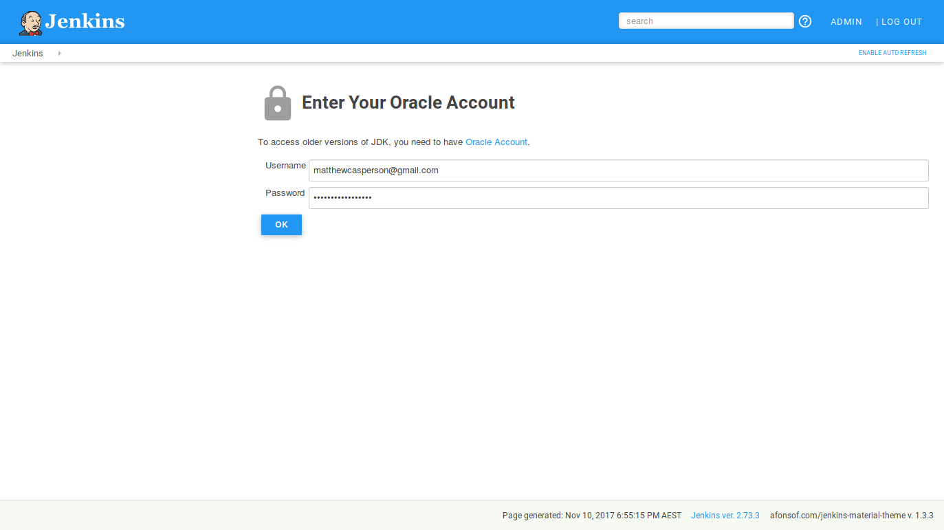 Oracle credentials