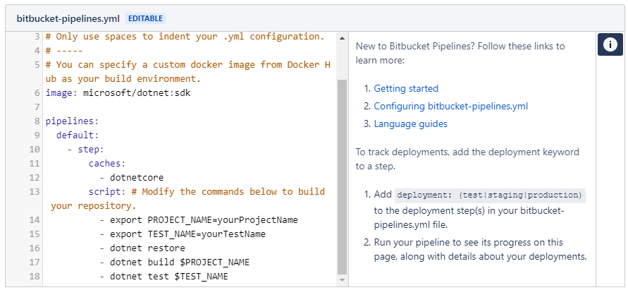 .NET Core Pipelines YAML template file