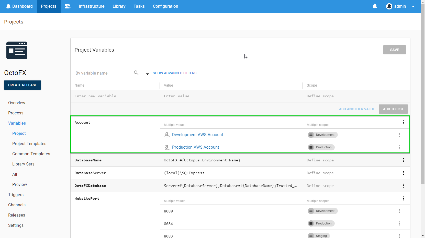 AWS Account variables