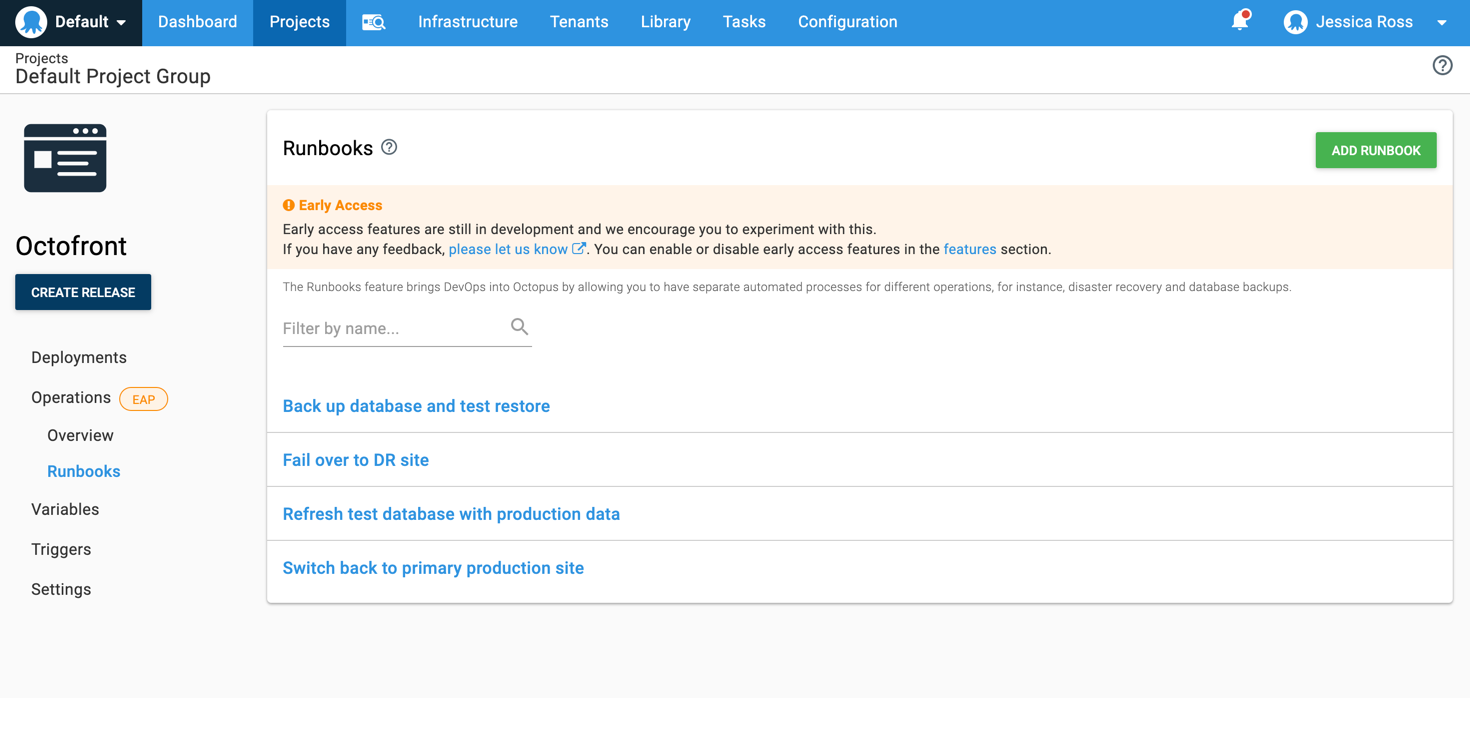 Runbooks in Octopus Deploy