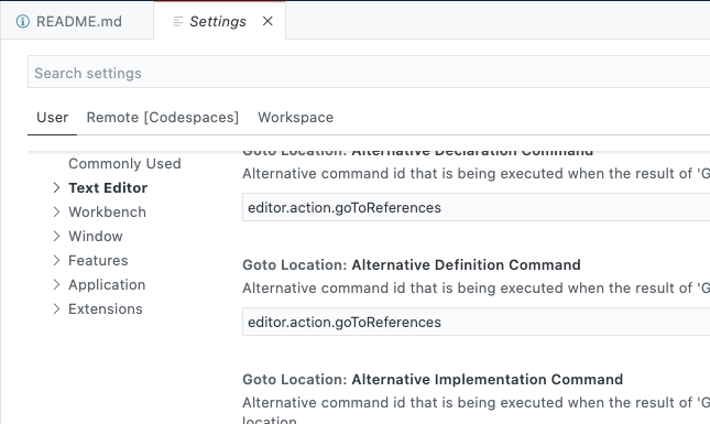 Codespace settings