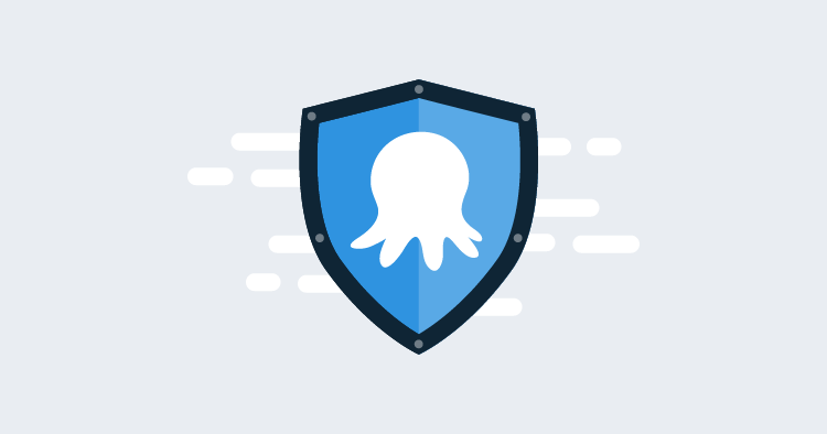 A stylized Octopus & Shield icon