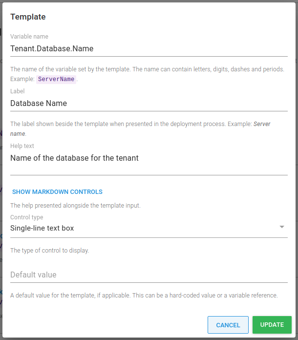 Tenant project variable edit