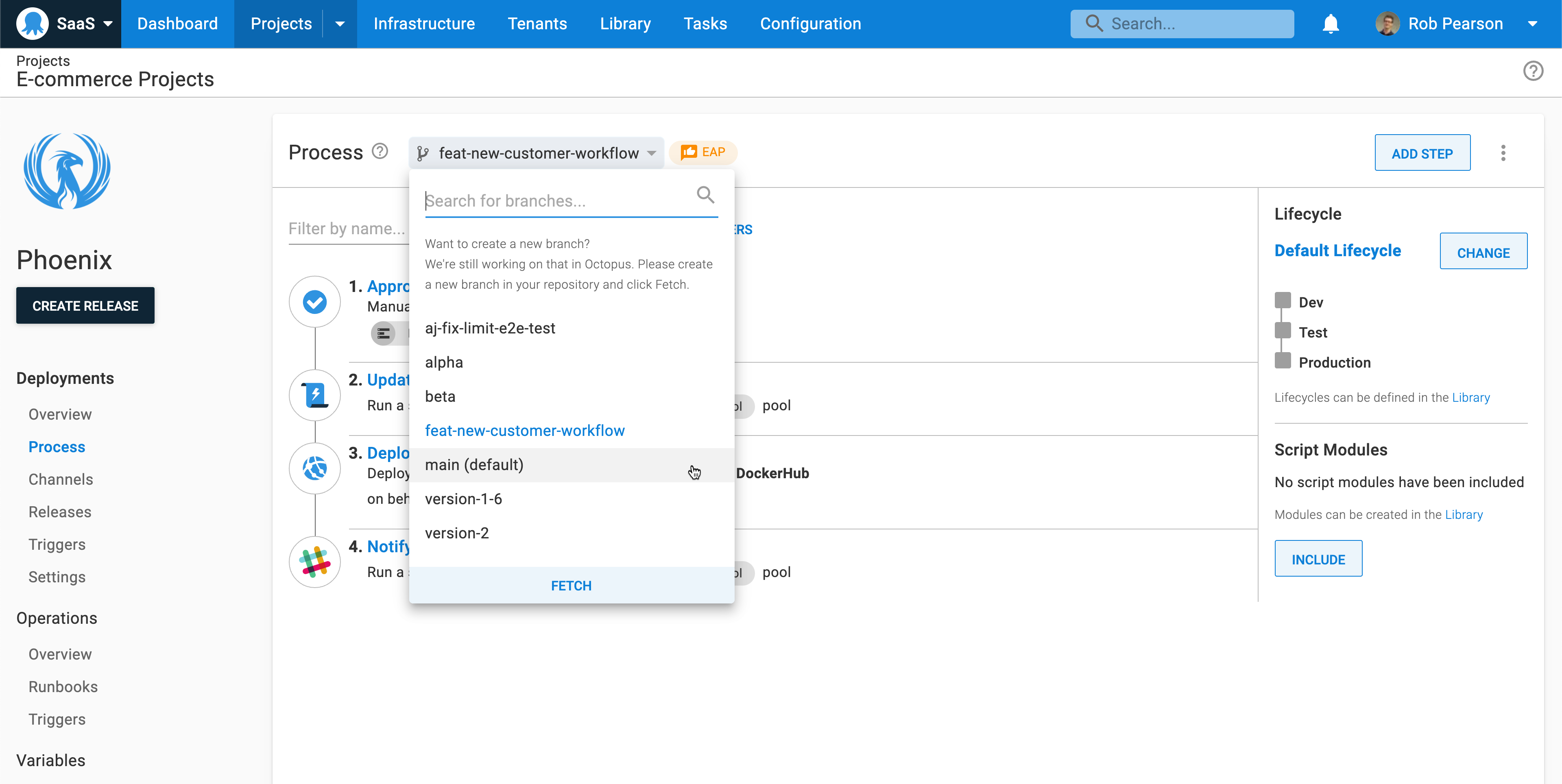 Octopus Config as Code branch selector