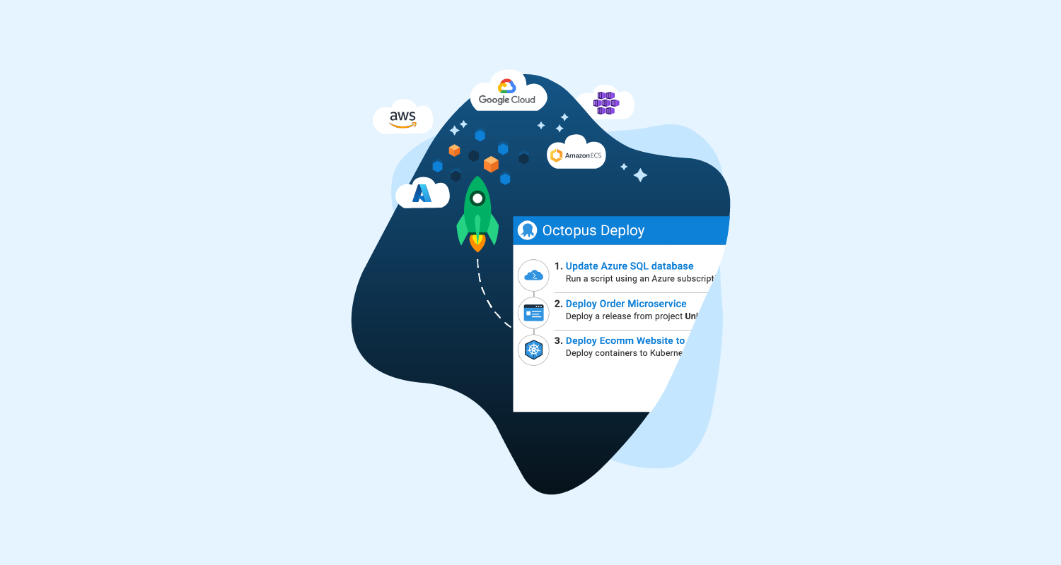 Octopus 2022 Q2 highlighting cloud native container deployments for Amazon ECS and Kubernetes.