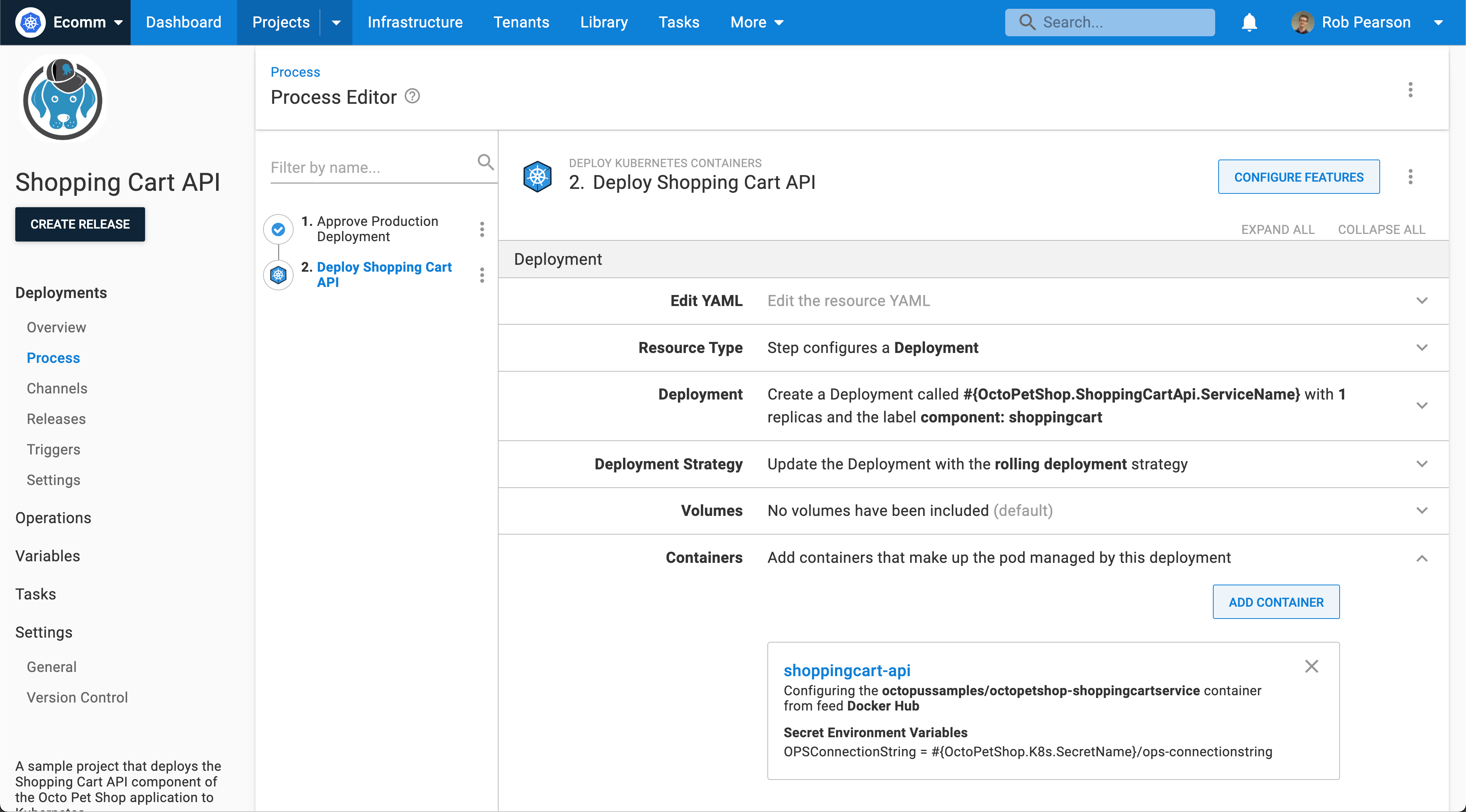 Kubernetes deployment configuration in Octopus Deploy