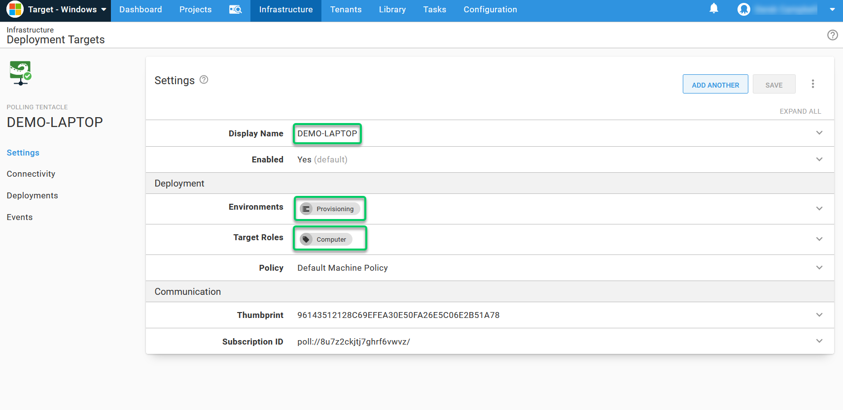 Adding a deployment target