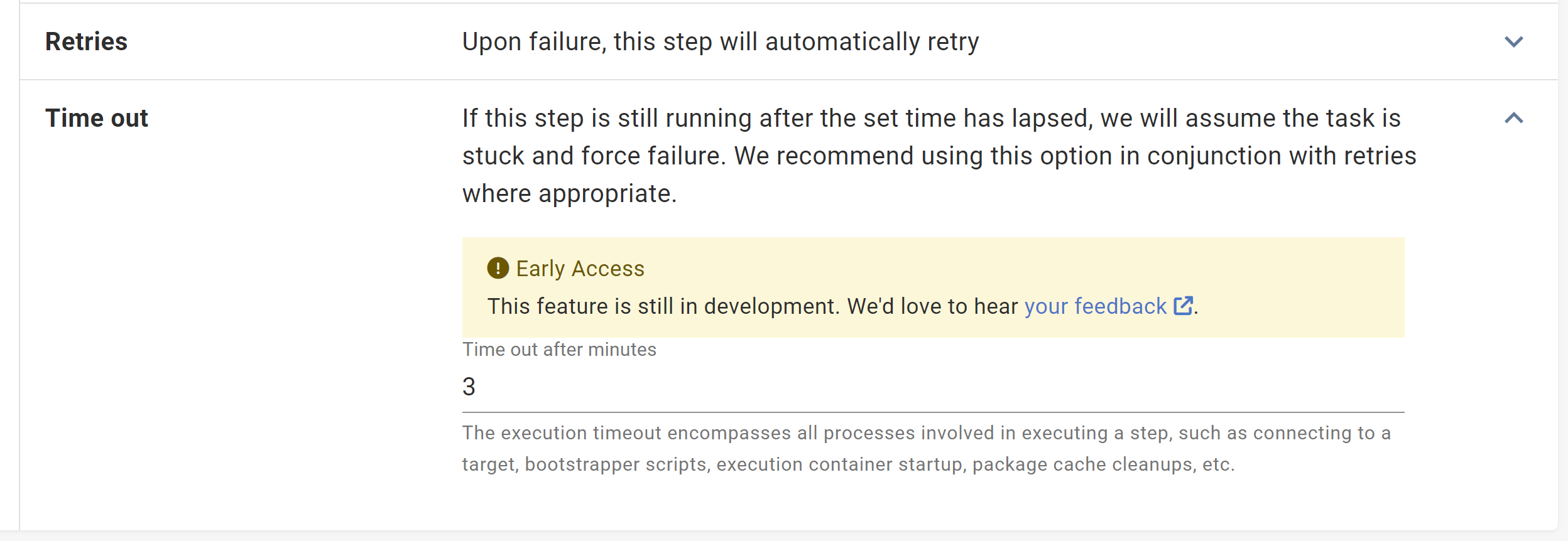 Execution Timeouts configuration on a step.