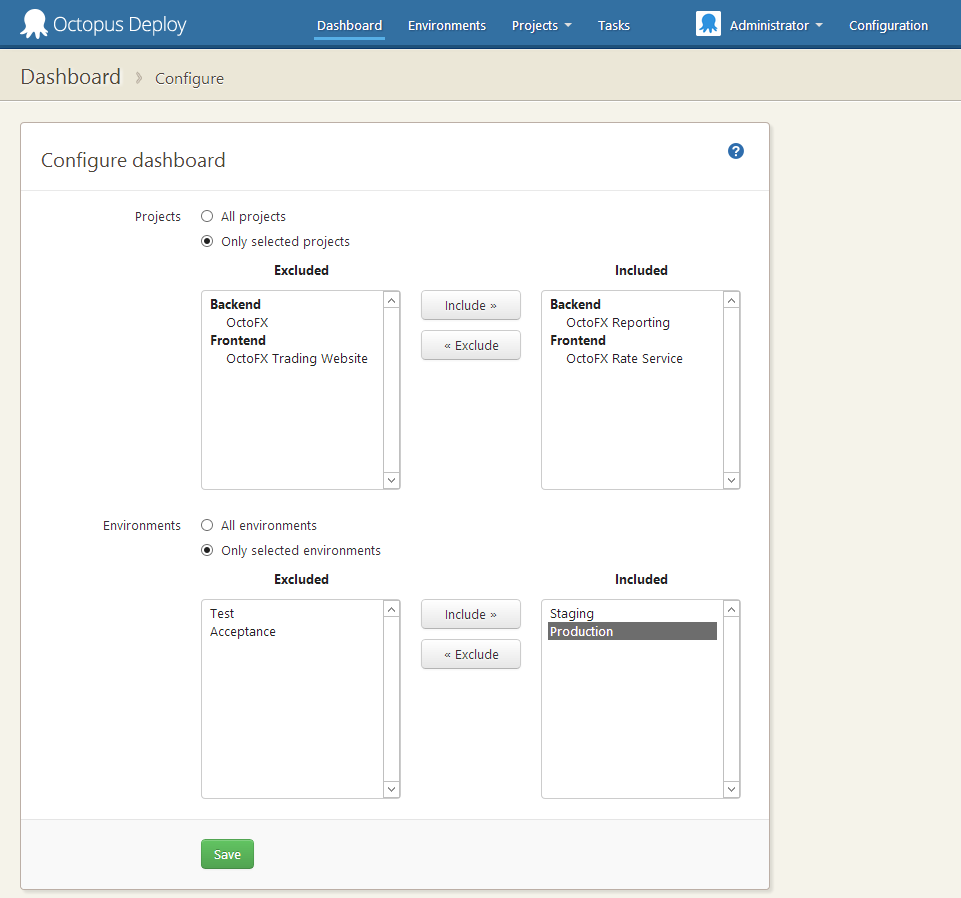 Configuring your dashboard