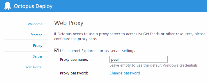 Specifying the proxy server