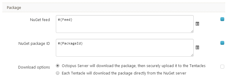 Defining a step with bound package details