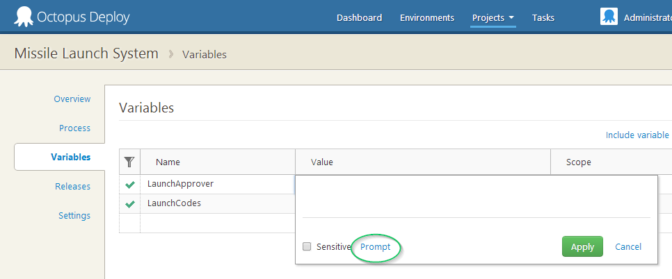 Adding a prompted variable