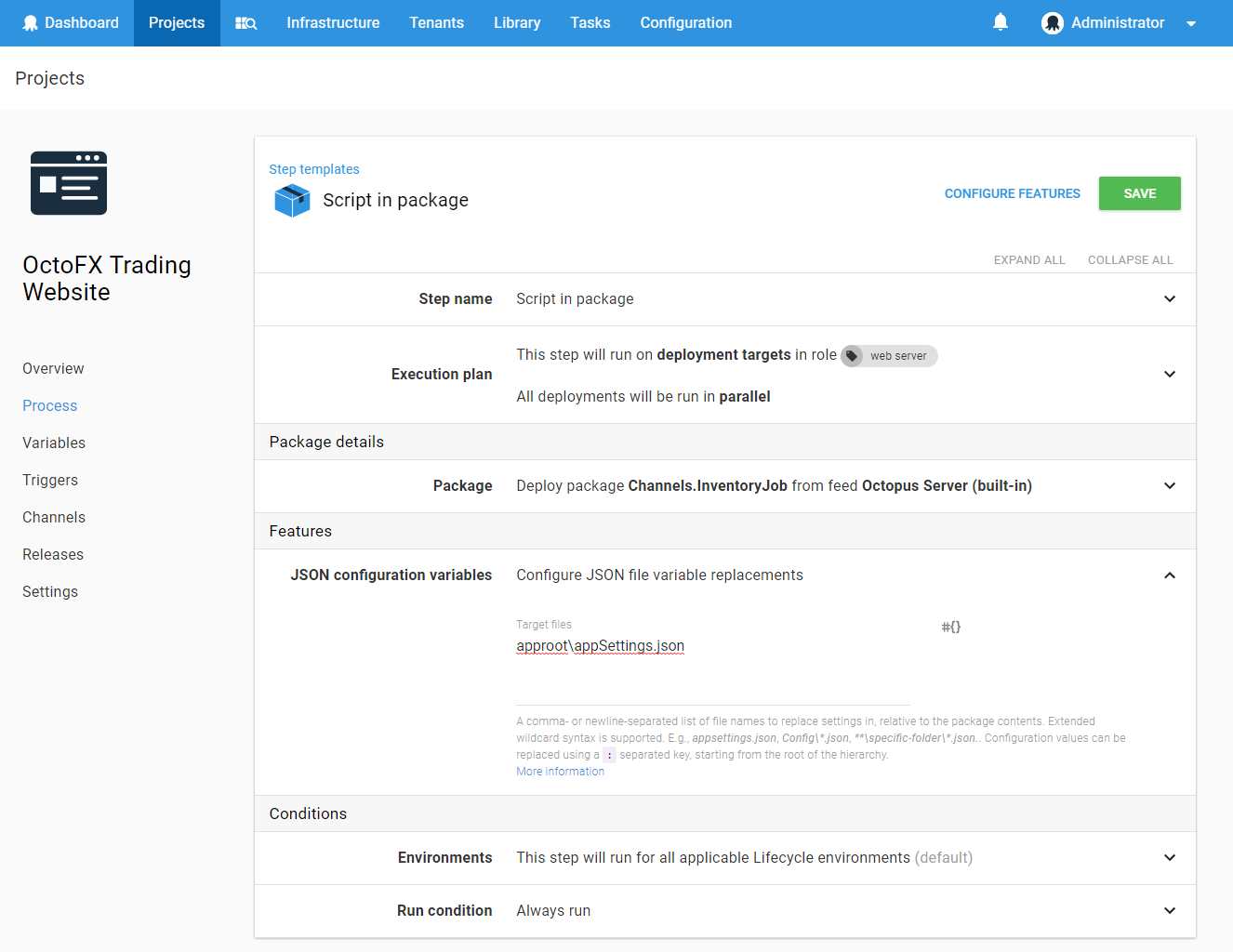 JSON Configuration Variables Feature Octopus Deploy